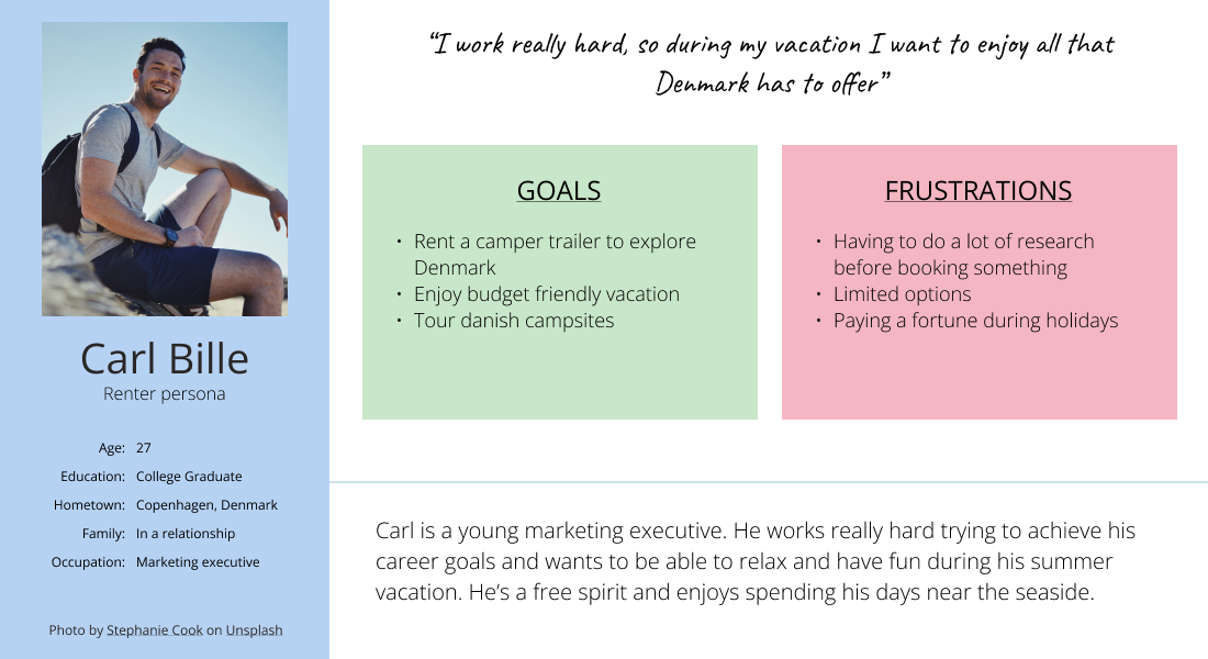 Camper trailer renter persona for Camptravel